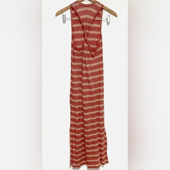 Joie red striped 100% linen Brellen sleeveless maxi dress size small - Picture 2 of 3